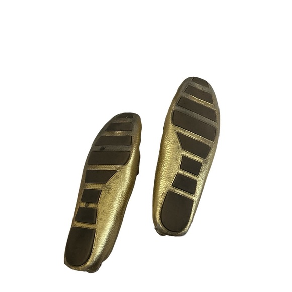 Tory Burch Lawrence Gold Tassel Loafer Casual Gold Square Toe Flat Shoes - Picture 8 of 9